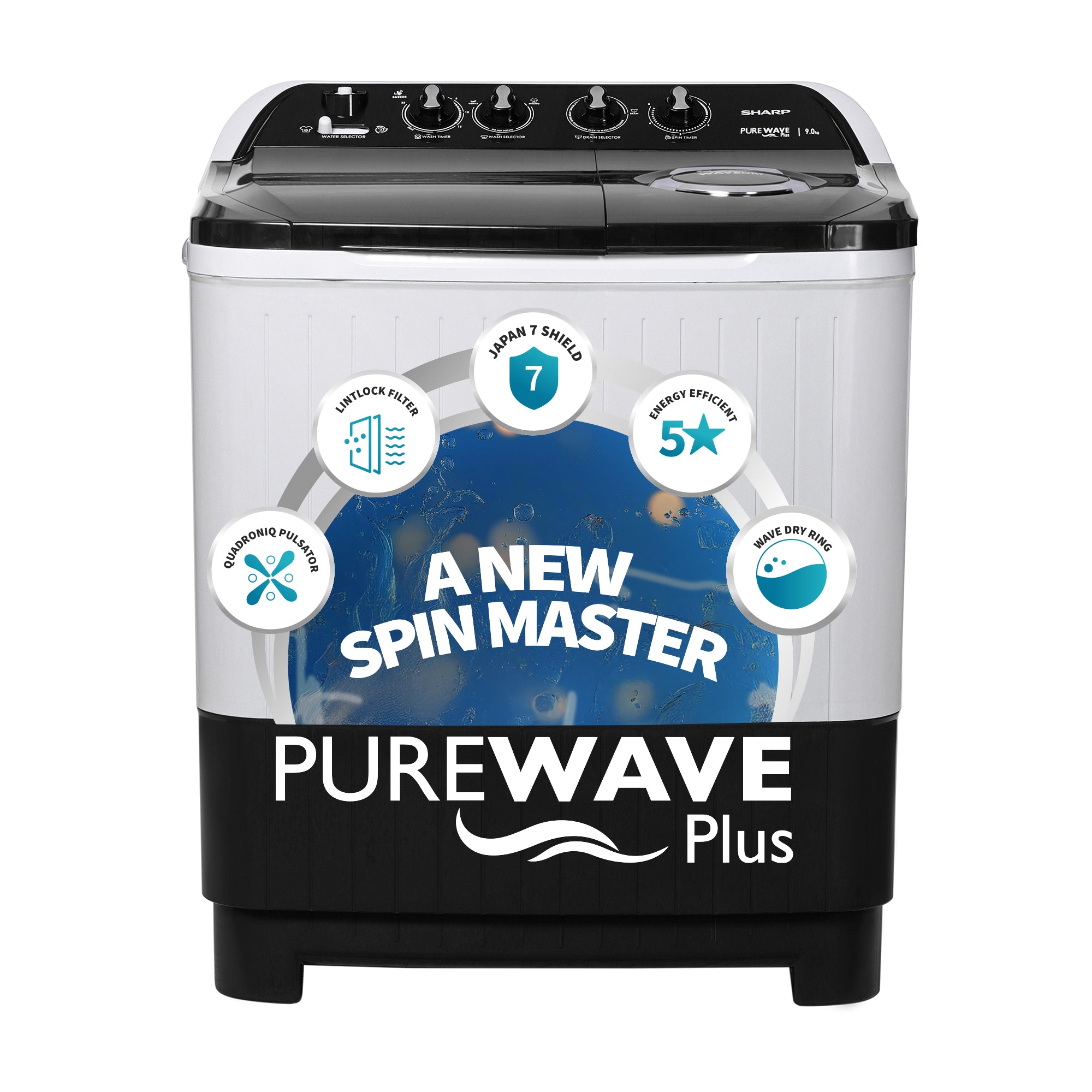Sharp ES-SD90NB 9kg Semi Automatic Washing Machine