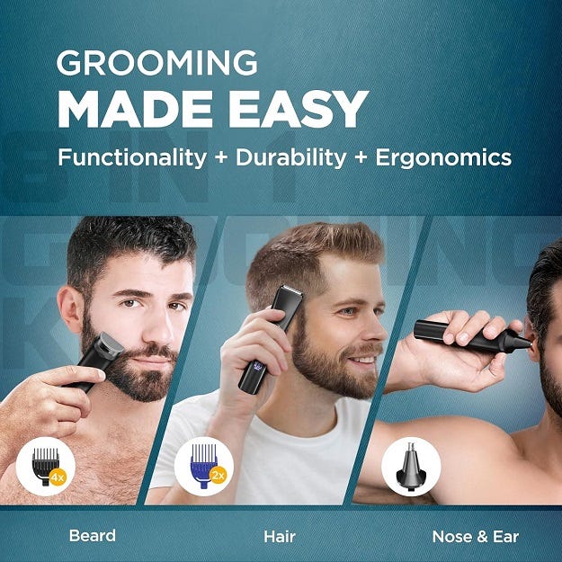 One kit for beard, hair and nose & ear grooming