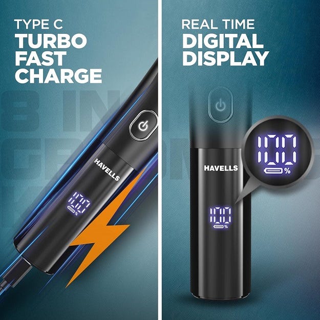 Type-C turbo fast charge and real time digital battery percentage display