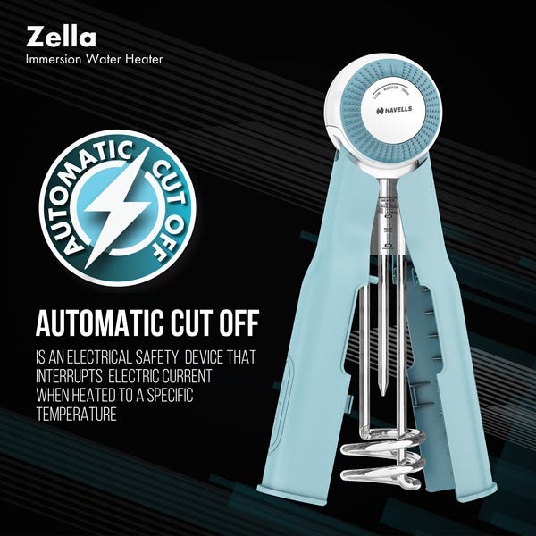 Automatic cut off interrupts current when heated to a set temperature