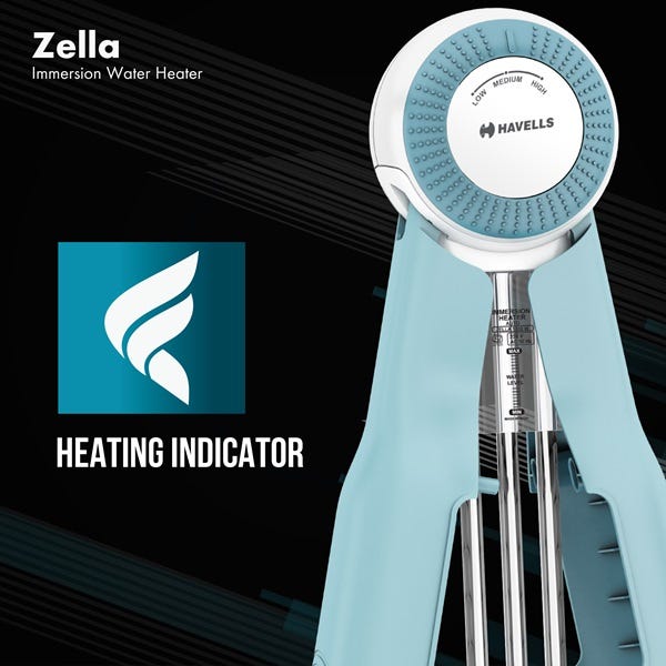 Heating indicator light on the Zella immersion water heater